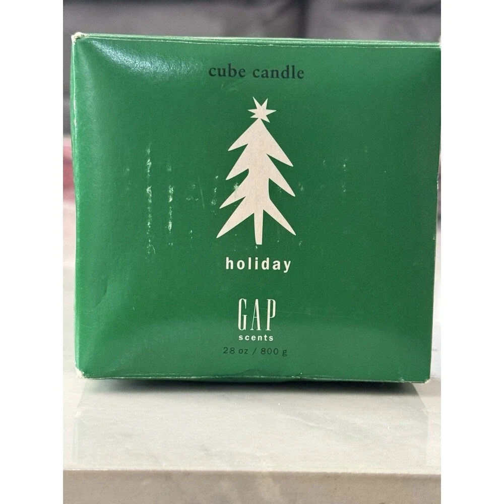 Vintage GAP Scents Holiday Cube Candle Cedar Balsam Green New Sealed NOS